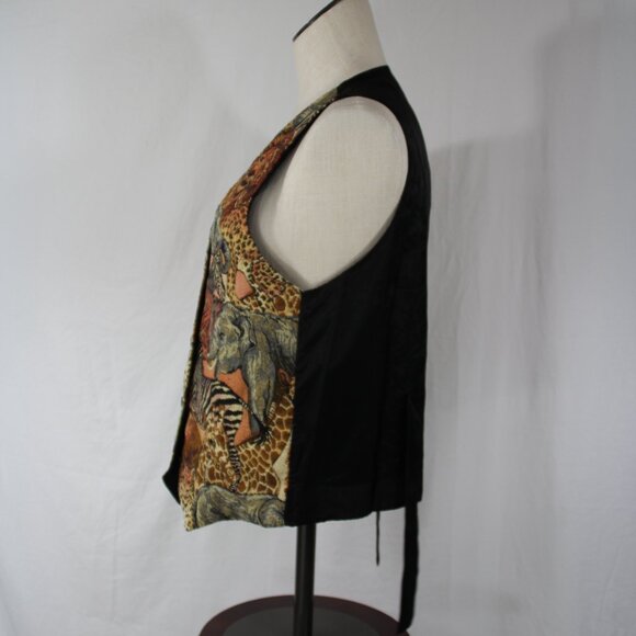 Vintage Axessorium Safari Vest Animal Print - Lion Tiger Zebra Y2K 80s 90s - Picture 4 of 9